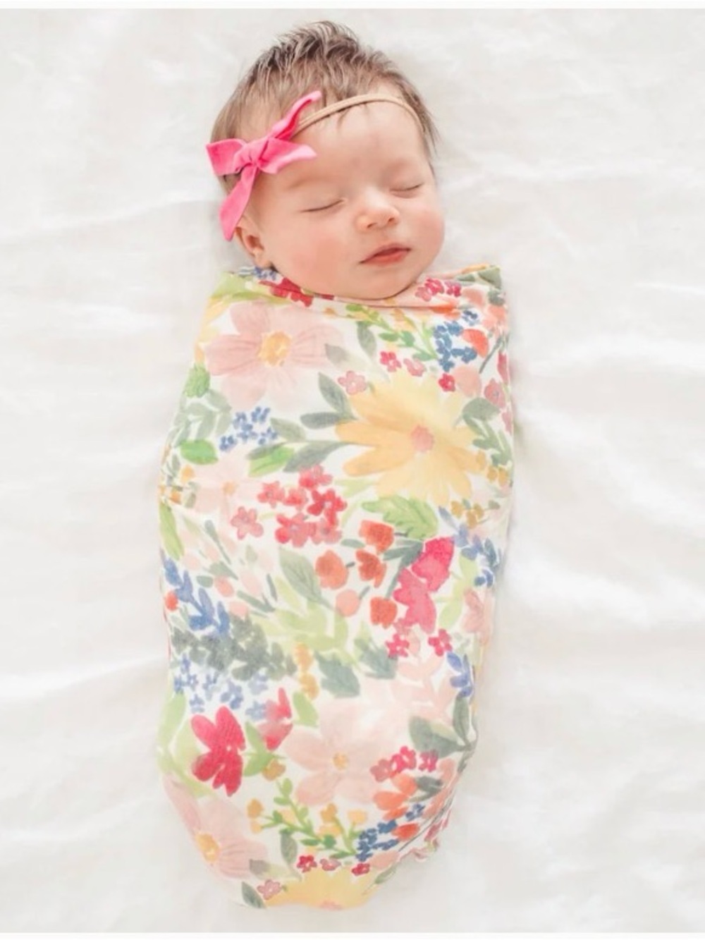 Copper Pearl knit floral bamboo Baby Swaddle Blanket - Lark